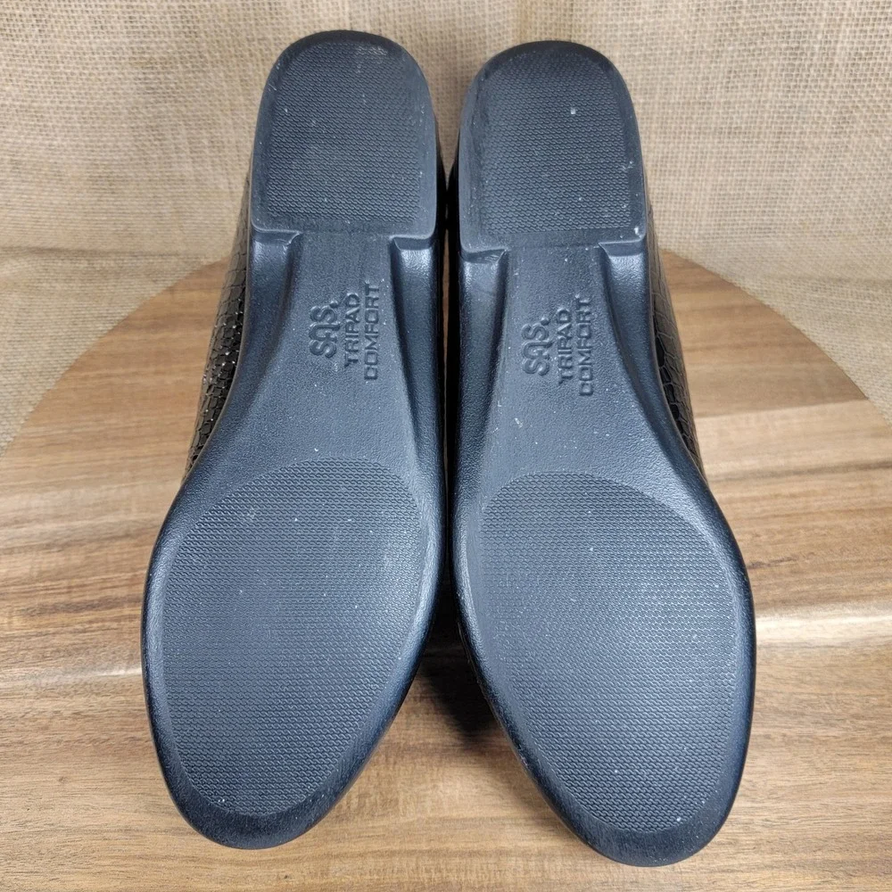 SAS Simplify Loafers Black Patent Croc Embossed Tripad Comfort Women's 8.5M